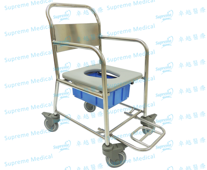 Wheeled Shower Commode Chair (Fixed Armrest)