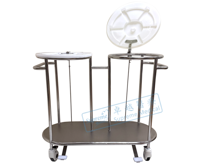 Stainless Steel Foot Operated Double Hamper Stand (with cover)